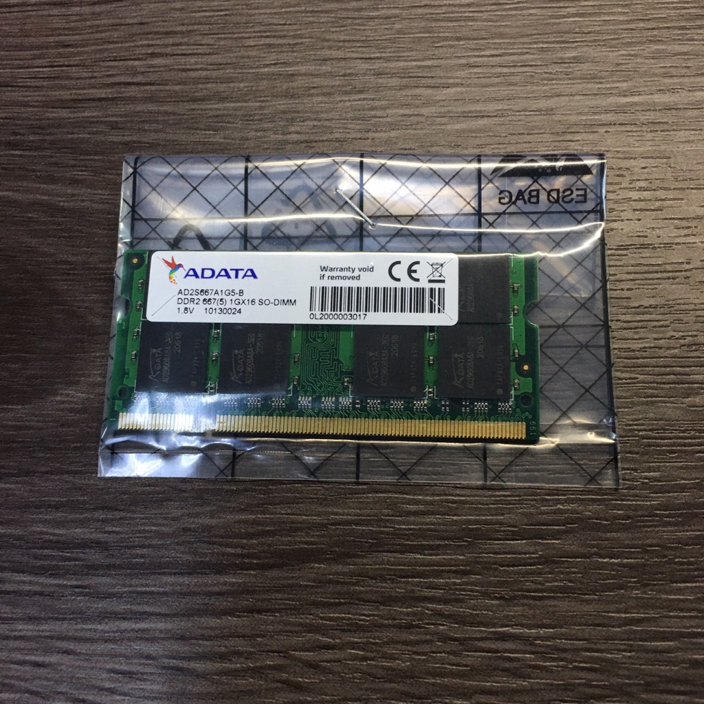 ADATA威剛 DDR2 667 1GX16 1.8V 雙面【寬版】記憶體 終身保固(AD2S667A1G5-B)筆記型