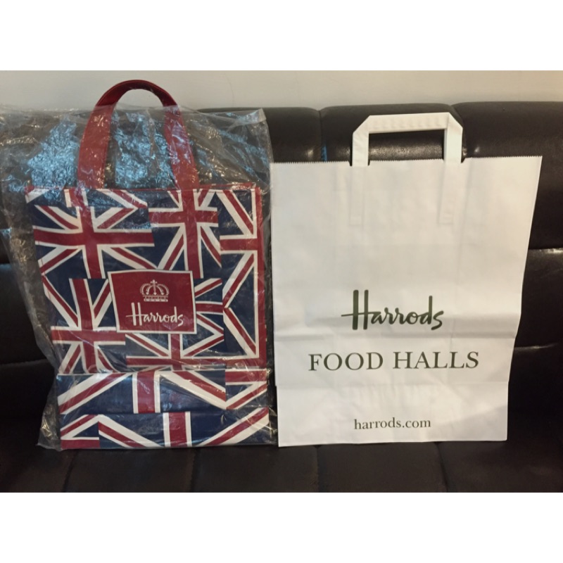 Harrods 哈洛氏 英國國旗 防水 PVC 中型 手提袋 購物袋 包包 經典款 專櫃正貨 英國百年品牌 附提袋
