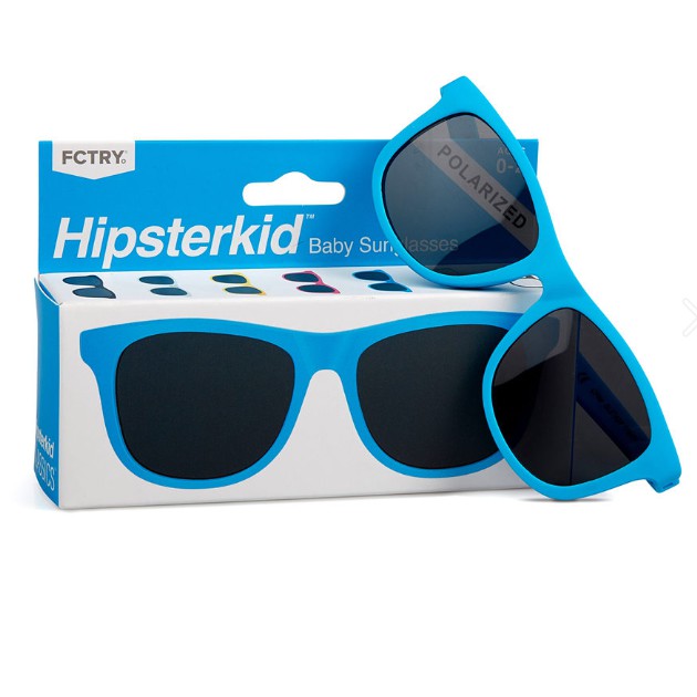 美國Hipsterkid 抗UV偏光時尚嬰幼兒童太陽眼鏡(附固定繩) - 藍