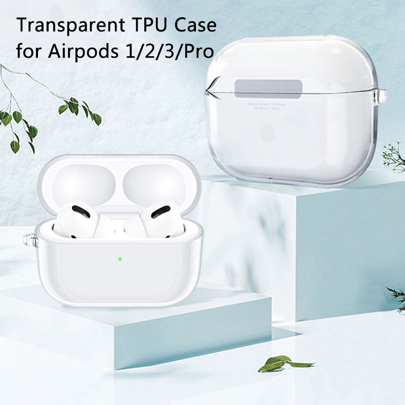 適用於 Airpods 1 2 3 Pro 耳機充電 TPU 保護套的透明軟包, 用於帶鑰匙扣的 Airpods 充電盒