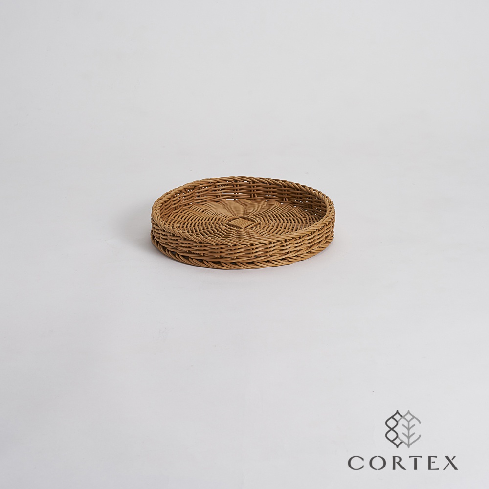 CORTEX 編織籃 仿籐籃 淺圓盤型W29 卡其色