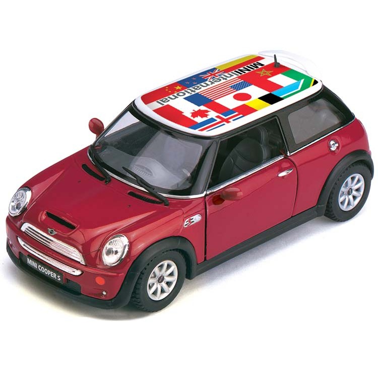 1/28 kinsmart 合金模型迴力車 Mini Cooper S w/ flag printing