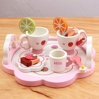 *丹尼屋*木製下午茶 模擬下午茶玩具 扮家家酒 木製廚具 白色模擬茶具組 模擬茶壺茶杯 木製草莓下午茶組 模擬廚房廚具