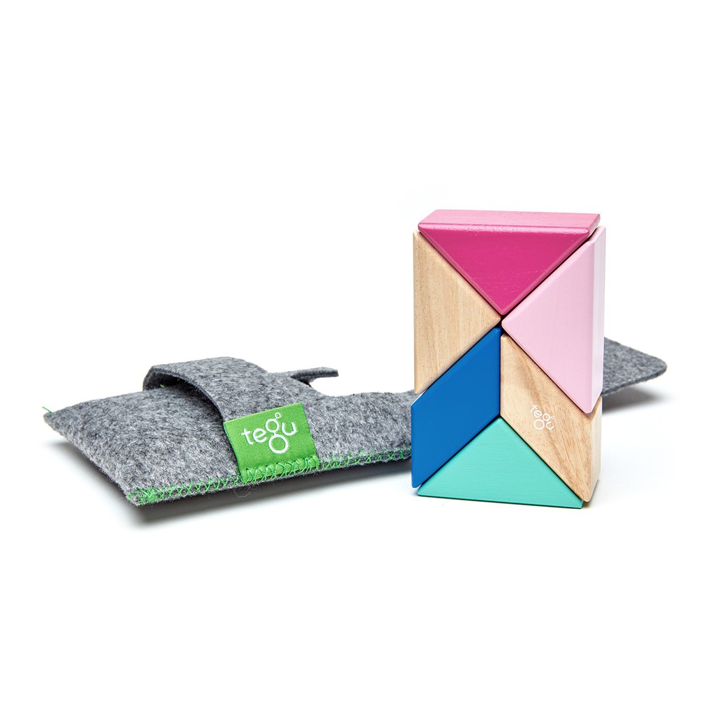 【蓁寶貝】美國代購 正品 美國tegu安全無毒磁性積木 三角積木口袋組 櫻花款