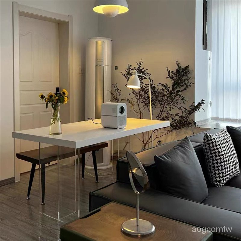 傢用實木工作臺書桌餐桌白色亞剋力創意設計師桌子懸空輕奢簡易 RAKK