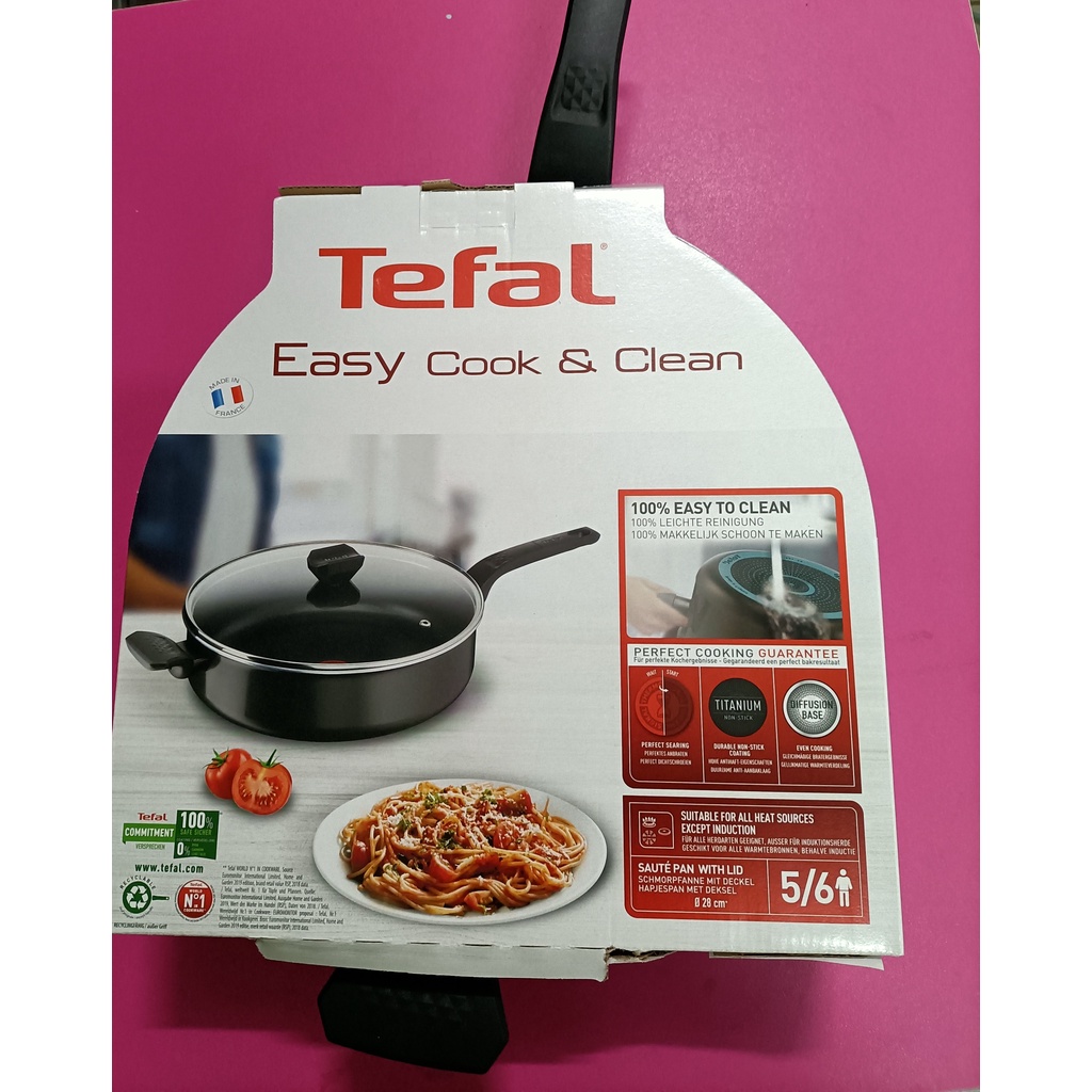 好市多商品 Tefal是平底湯鍋 法國進口鈦塗層不沾28公分含蓋Tefal Easy Cook 28公分 不含鉛鎘重金屬