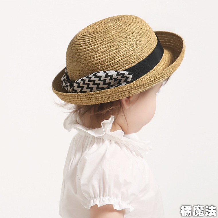 兒童蝴蝶結小圓帽 草帽 遮陽帽 橘魔法 現貨在台灣 兒童 帽子 海邊 夏天【p0061181782575】