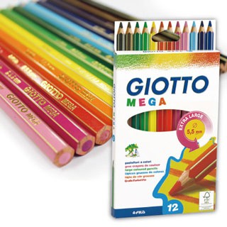 [粗款好握] [不斷芯] 六角粗色鉛筆 12色 彩色鉛筆 色鉛筆 油性色鉛筆 義大利 GIOTTO│童趣生活館