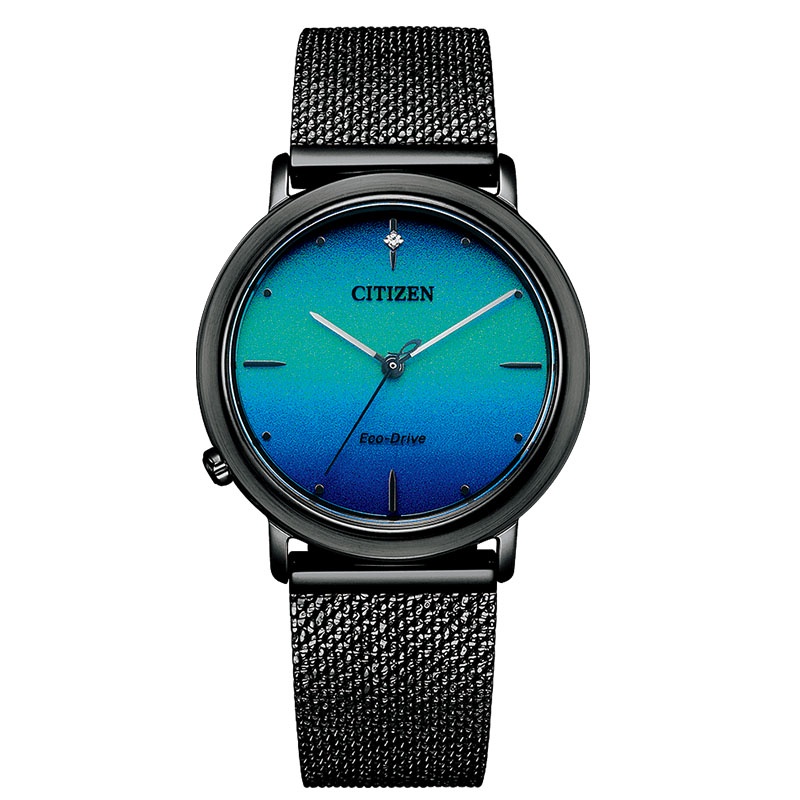 【CITIZEN星辰】HEBE廣告款 針織錶帶 光動能女錶 EM1005-42L 藍 34mm 附原廠米蘭錶帶 台南時代
