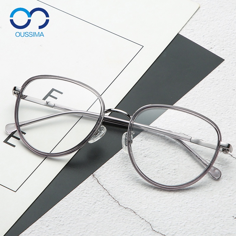 OUSSIMA歐斯邁圓形超輕TR90透明眼鏡框近視眼鏡女眼睛架大圓臉鏡復古韓版32008