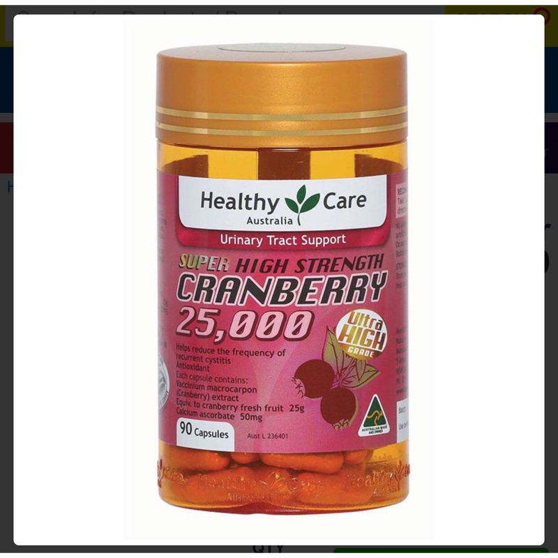 澳洲 Healthy Care 高單位蔓越莓錠， Super Cranberry 25000 90 顆