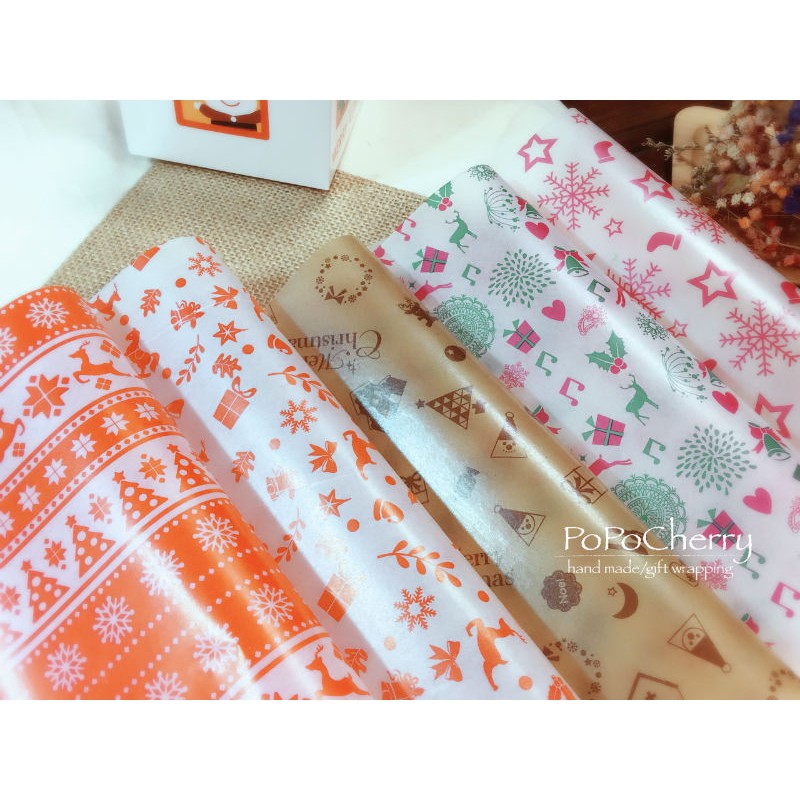 ☆PoPo Cherry☆聖誕系列 防油紙 蛋糕捲包裝紙 牛軋糖包裝紙 糖果紙 禮物包裝紙 蛋糕包裝紙 餅乾襯紙 餐盤紙