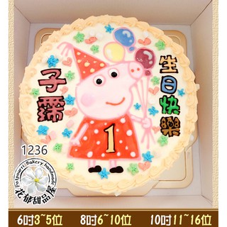 豬生日氣球平面造型蛋糕-(6-12吋)-花郁甜品屋1236-2-豬生日造型蛋糕