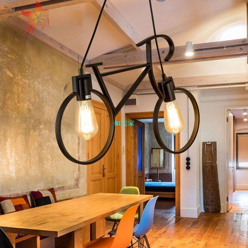 【復古歐式餐吧書房吊燈】北歐美式創意個性自行車吊燈咖啡廳藝術
