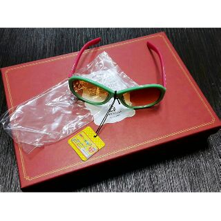 全新/外銷韓國/UV400質感紅色點點綠框糖果色兒童太陽眼鏡