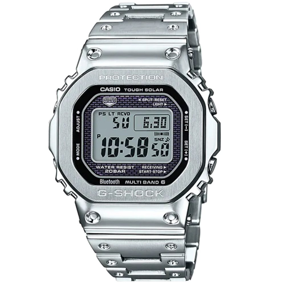 【CASIO】G-SHOCK 全不鏽鋼方塊錶 太陽能電波x藍牙連結 GMW-B5000D-1 台灣卡西歐公司貨