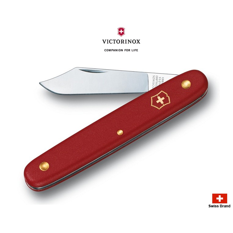 Victorinox瑞士維氏100mm園藝系列尖頭修枝嫁接刀(紅色),全程瑞士製造好品質【3.9010】