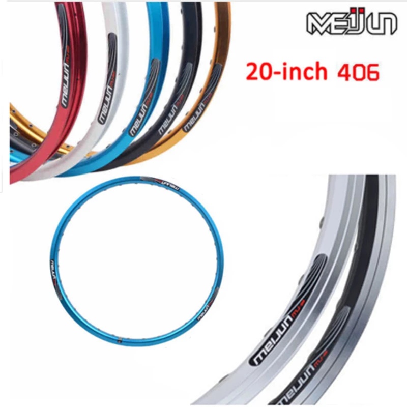 20 英寸碟剎自行車輪圈 32 孔適用於 BMX MEIJUN 折疊自行車輪圈雙層合金輪圈適用於 1.35-2.125