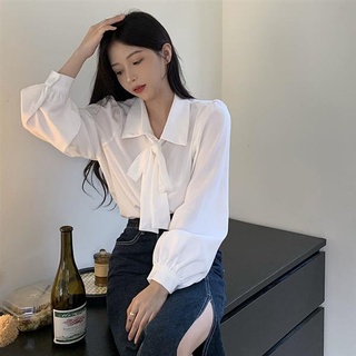 韓版襯衫 OL襯衣 白襯衫女 白色襯衣長袖蝴蝶結上衣女氣質設計感小眾襯衫NC315-421. 衣時尚