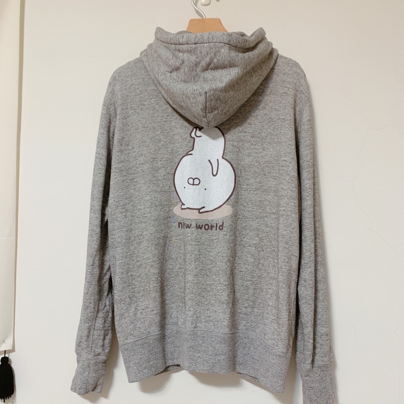 二手 日本購入 Uniqlo x usamaru 兔丸聯名限量 灰色寬版棉質外套