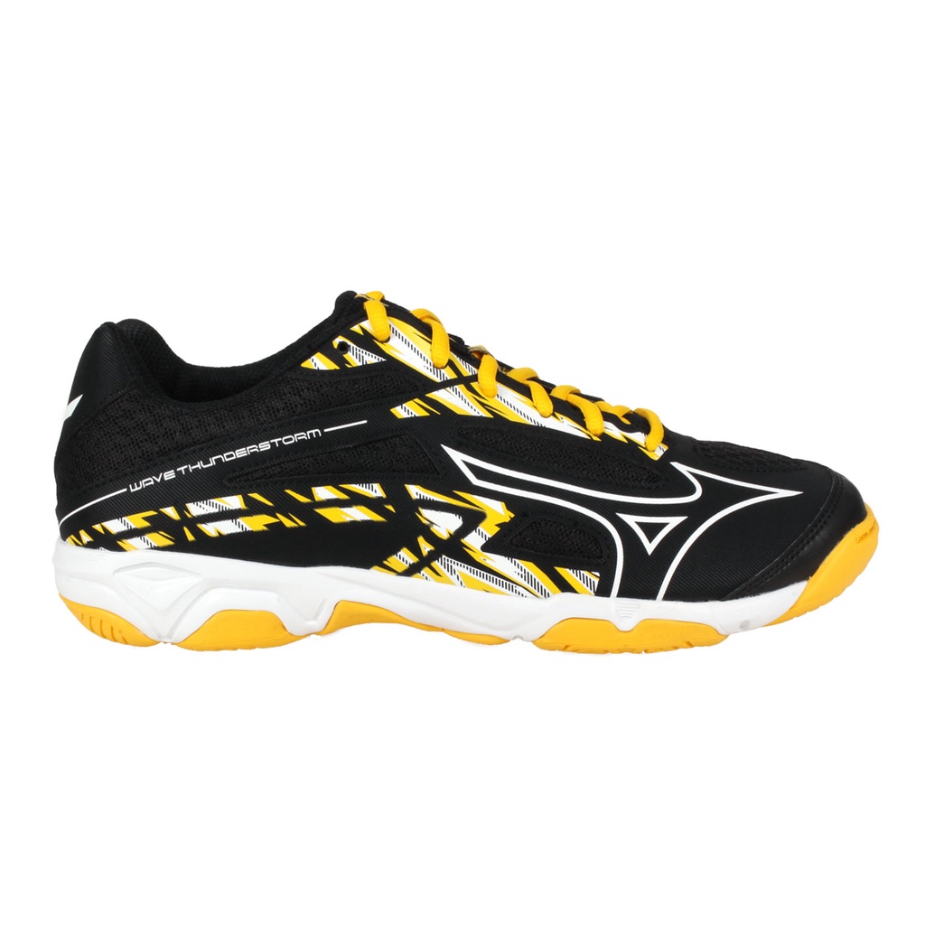 MIZUNO WAVE THUNDERSTORM 男排球鞋( 訓練 美津濃「V1GA222144」 黑白黃