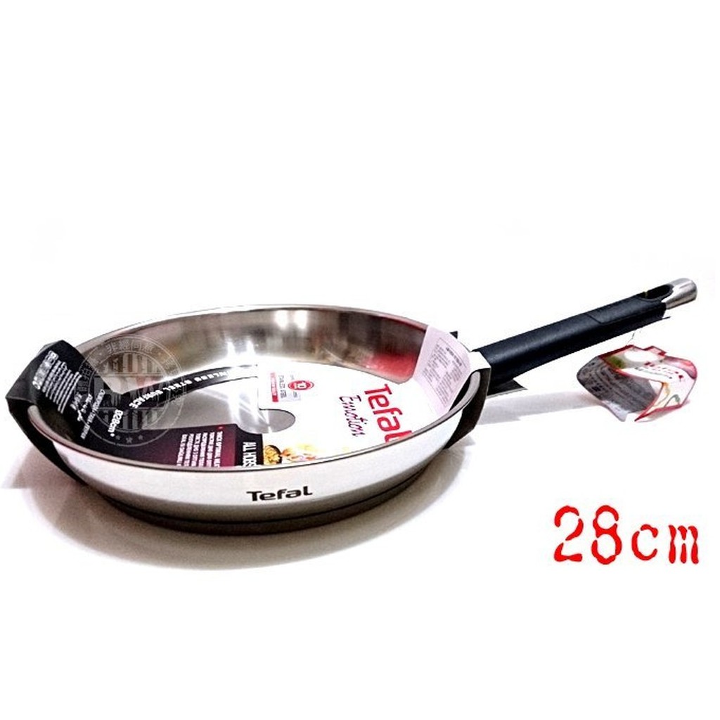 法國特福tefal藍帶不鏽鋼平底鍋28cm 十年保固 18 10醫療級不銹鋼炒菜鍋物理性不沾鍋 百年老店 蝦皮mall Line購物