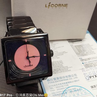 盒裝LICORNE 年輪 橙果設計腕錶-粉x黑/36mm LI088 張孝全