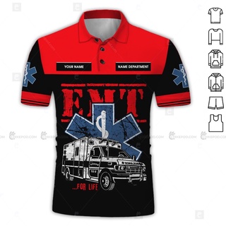 個性化名稱和部門 EMT 3D 全身列印衣服 NR533 3D 列印 POLO 襯衫