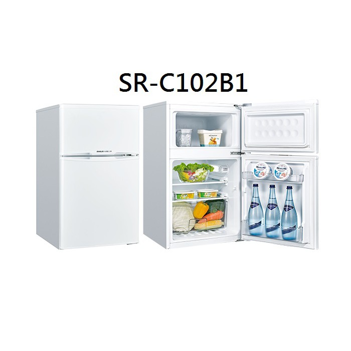 SANLUX 台灣三洋102公升一級能效雙門定頻冰箱SR-C102B1  6期零利率