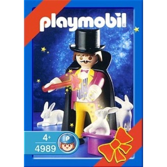 2002 Playmobil 摩比 4989 魔術師 紳士高帽 黑色披風 白色袖套 紫色魔術棒