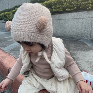 𝐌𝐞𝐞𝐭’𝐔🐻韓國ins軟綿綿奶茶小熊針織帽0-18m|冬季保暖帽 韓國穿搭 寶寶帽子