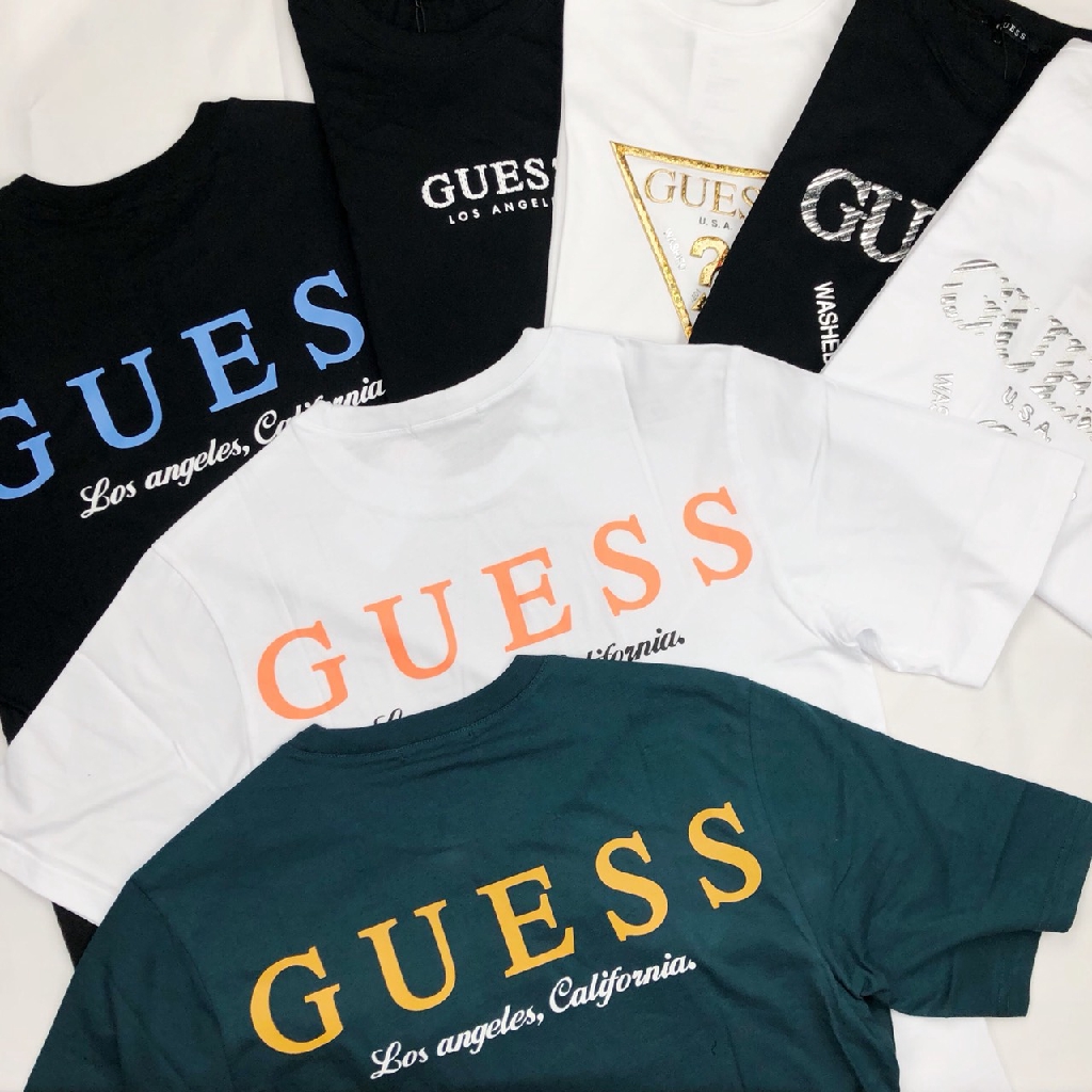 Guess男生衣著男生成人guess短t 短t 黑銀白銀情侶裝t恤經典倒三角短袖短t 落肩韓國公司貨 蝦皮購物