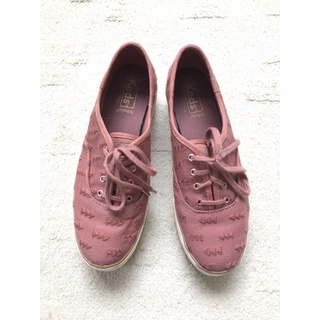 Keds 休閒玫瑰粉編織紋路厚底帆布鞋 編號S77
