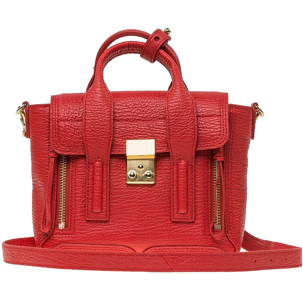3 1 Phillip Lim Mini 迷你pashli 牛皮2用包紅色金扣 蝦皮購物