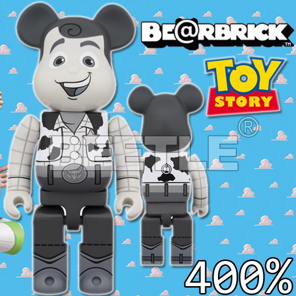 BEETLE BE@RBRICK WOODY 迪士尼 玩具總動員 TOY STORY 黑白 胡迪 400%