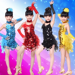🌹手舞足蹈舞蹈用品🌹拉丁舞表演服/兒童亮片尾紗舞衣/國標舞衣$450元