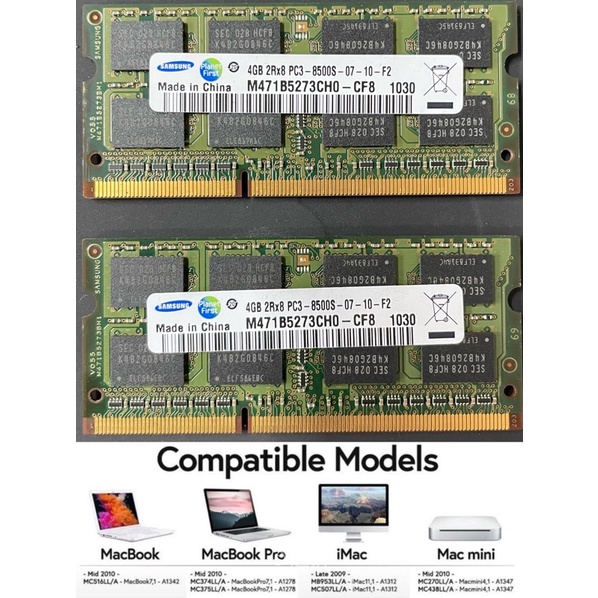 DDR3 1066MHz 4GB 兩支 記憶體 適用於蘋果MacBook Pro iMac Mac Mini