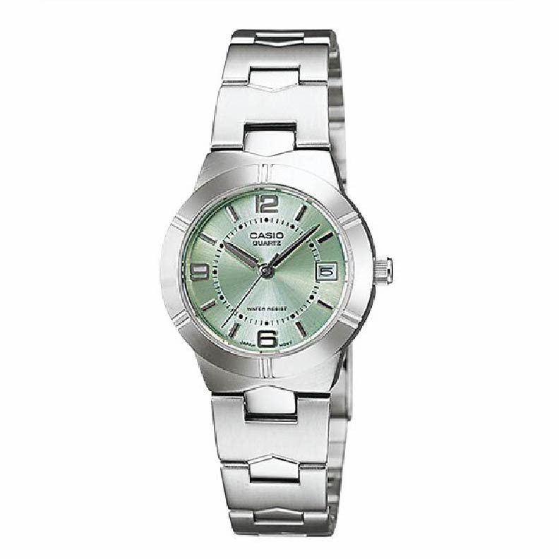 【CASIO 卡西歐】都會流行氣質腕錶-青綠色 LTP-1241D-3A  現代鐘錶