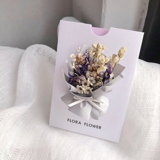 Floraflower 灰白色系內卡式乾燥花卡片〖送禮必備〗盒裝 精美禮物 生日 情人節 母親節 父親節 畢業 紀念日