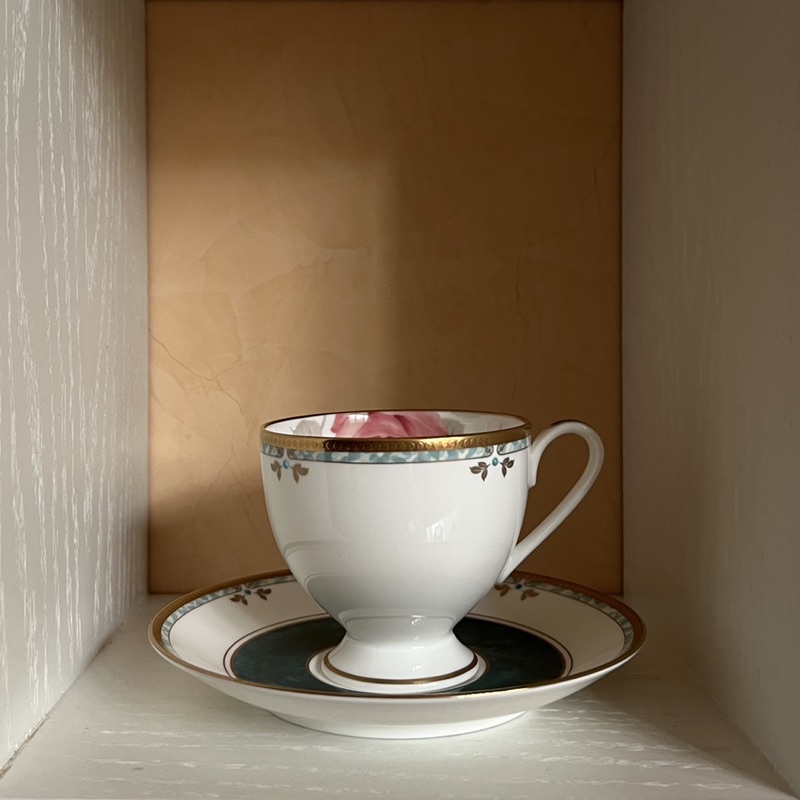 【現貨】日本 鳴海 NARUMI 玫瑰 骨瓷咖啡杯（1杯1盤）
