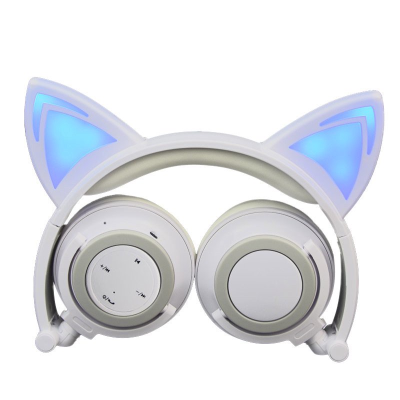 跨境微商熱銷兒童卡通貓耳朵頭戴式發光音樂手機耳機楊紫代言