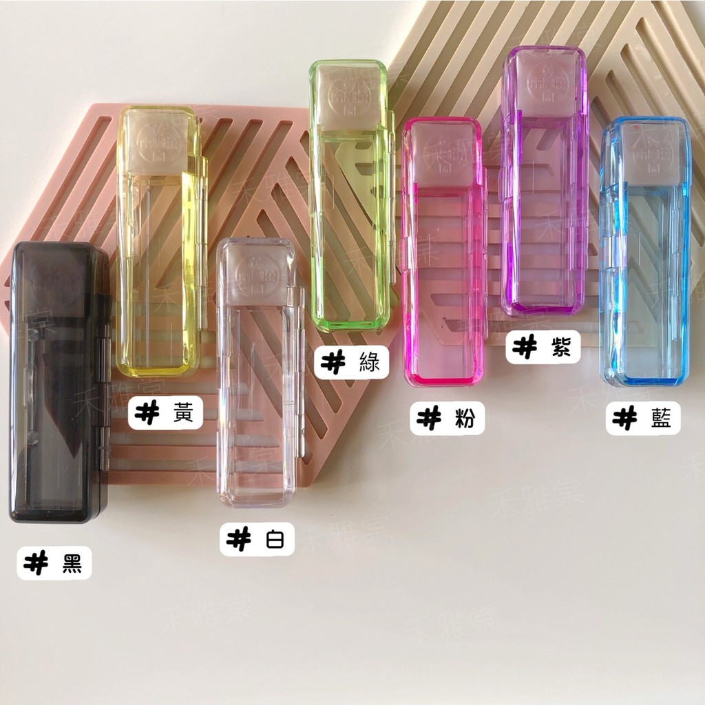 禾雅棠－日式和風透明水晶印章盒（含印泥） 可放四分.五分.六分印章 印章收納 圓章 方章 印泥 卡扣式印章盒