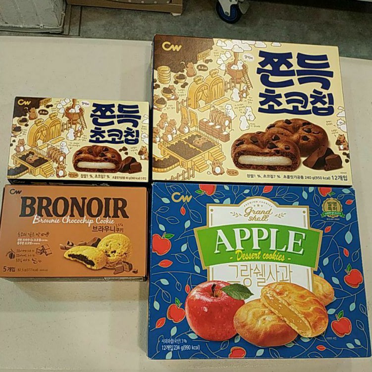 韓國 代購 團購 CW 巧克力豆 年糕 餅乾 蘋果夾心 布朗尼 盒裝 袋裝