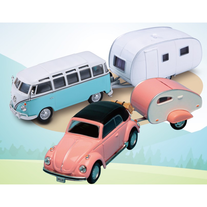 現貨 全家 經典福斯露營拖車 ( 露營拖車 合金車  模型車 Volkswagen