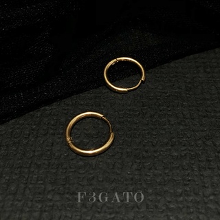 [FEGATO]簡約圓圈耳環-耳飾/百搭/歐美/18K金/金色/鈦鋼/抗敏