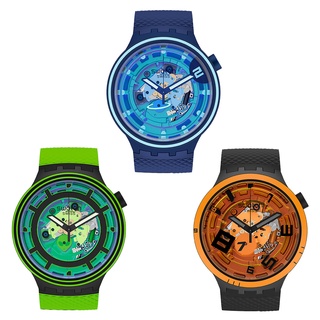 【SWATCH】BigBold 星球 綠/橙/藍色行星 綜合賣場 全 加贈1組錶帶 手錶 瑞士錶