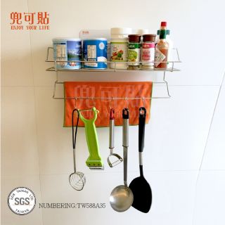 SGS認證 兜可貼【重覆貼】 ●雙毛巾置物架●大容量 304不鏽鋼 平整光滑牆面適用重複 無痕掛勾 臺灣製造 精品