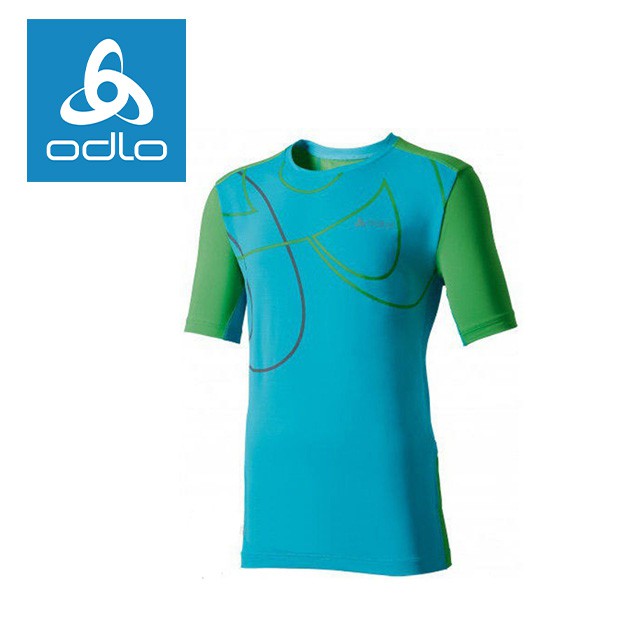 【瑞士ODLO】男抗UV短袖T恤(ODLO圖樣) 347142-(20119湖綠/綠)