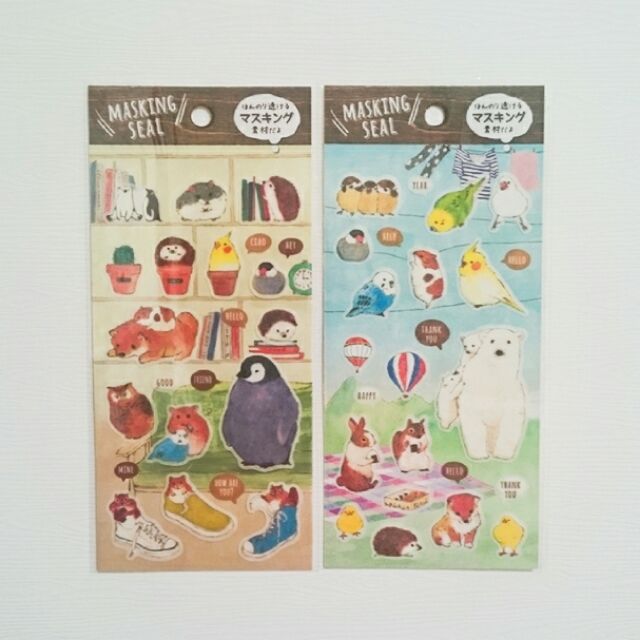 愛瑪文房 Sji 321 和紙貼紙企鵝白熊刺蝟鸚鵡兔狗倉鼠松鼠文鳥麻雀 蝦皮購物