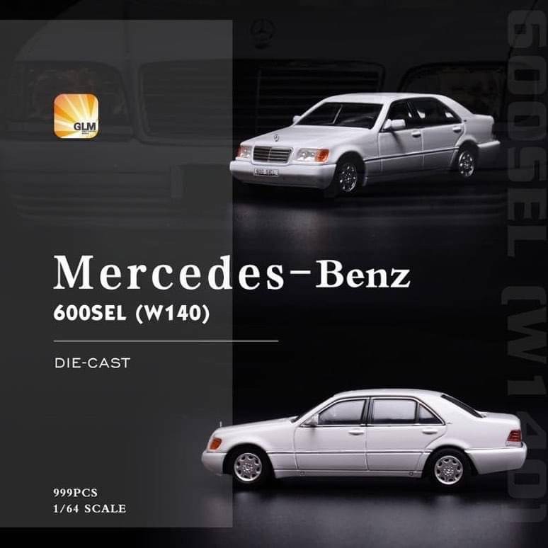 [有翼雲] 現貨 賓士 600SEL Mercedes-Benz GLM 白色 合金車 1/64 大水牛 W140